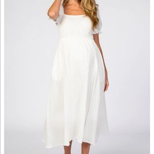 White maternity dress from PinkBlush maternity